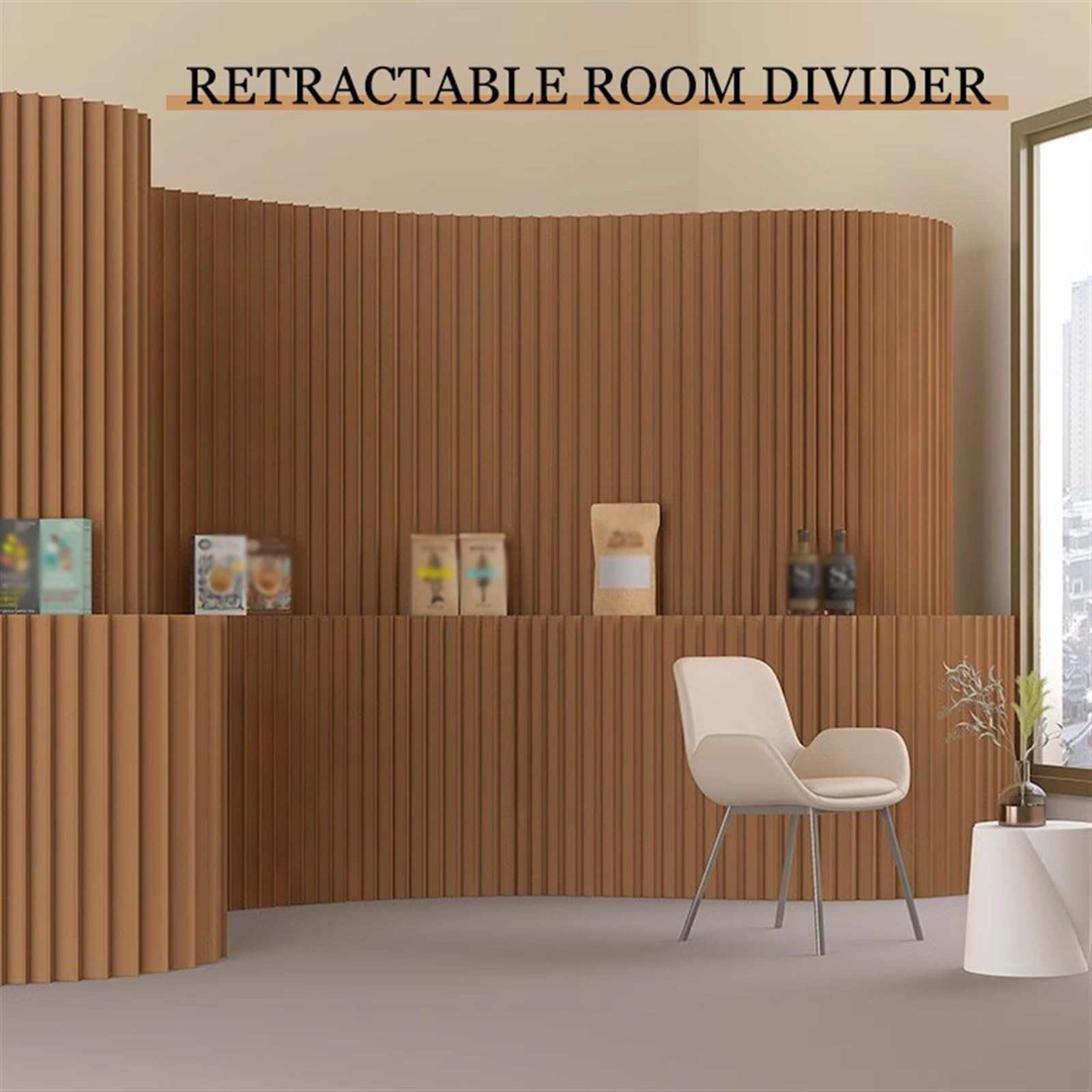 Divisori per ambienti, Parete divisoria moderna e creativa in carta kraft pieghevole for(6x1.5 m/19.69x4.92 ft)