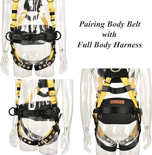 Miniatura 6 de WELKFORDER Cinturón de cuerpo con hebilla de lengua (herrajes de aluminio) con almohadilla de cintura para prensar en caliente y 2 anillos laterales