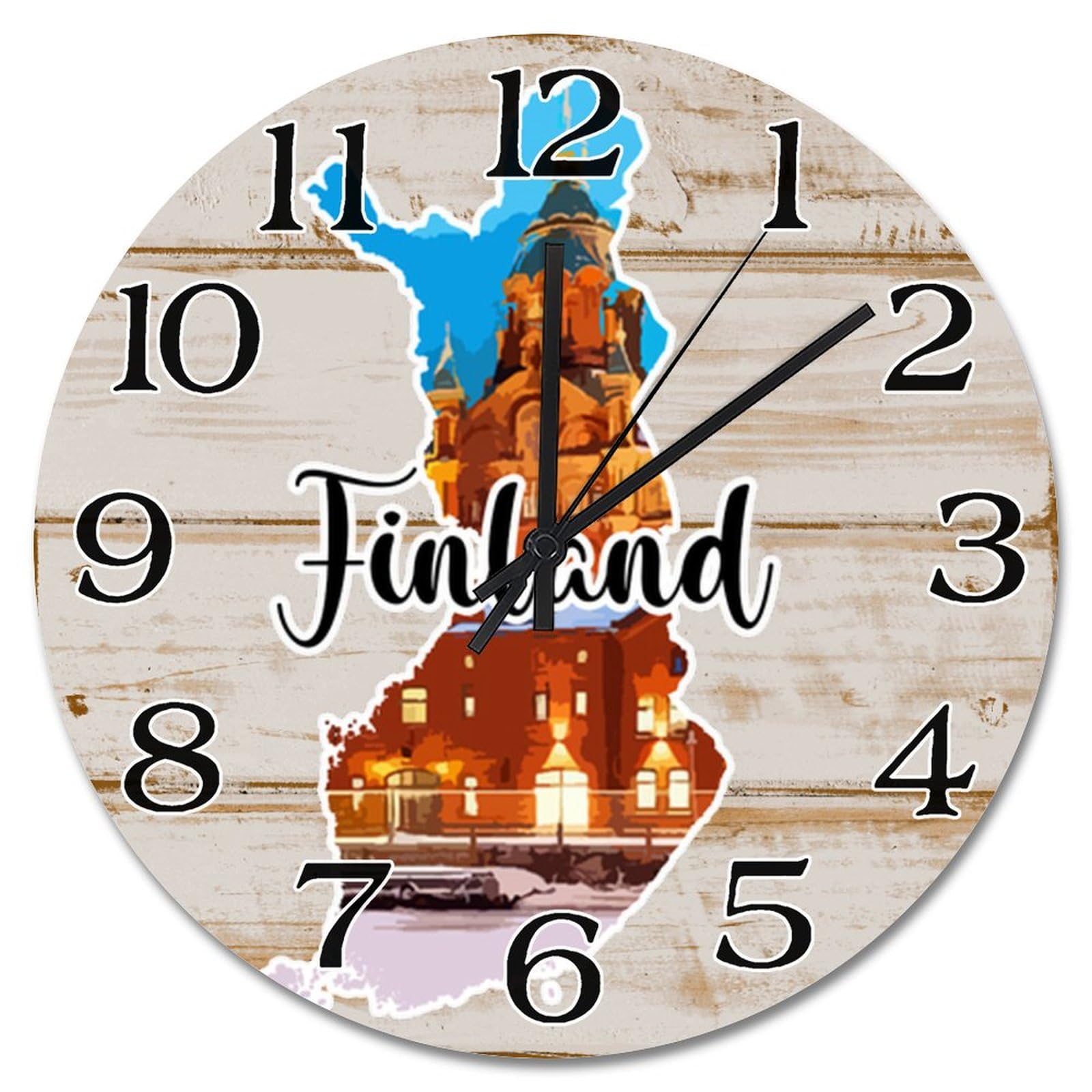 Horloge murale de voyage Finlande 38cm pour sublimer l'ambiance de votre salon