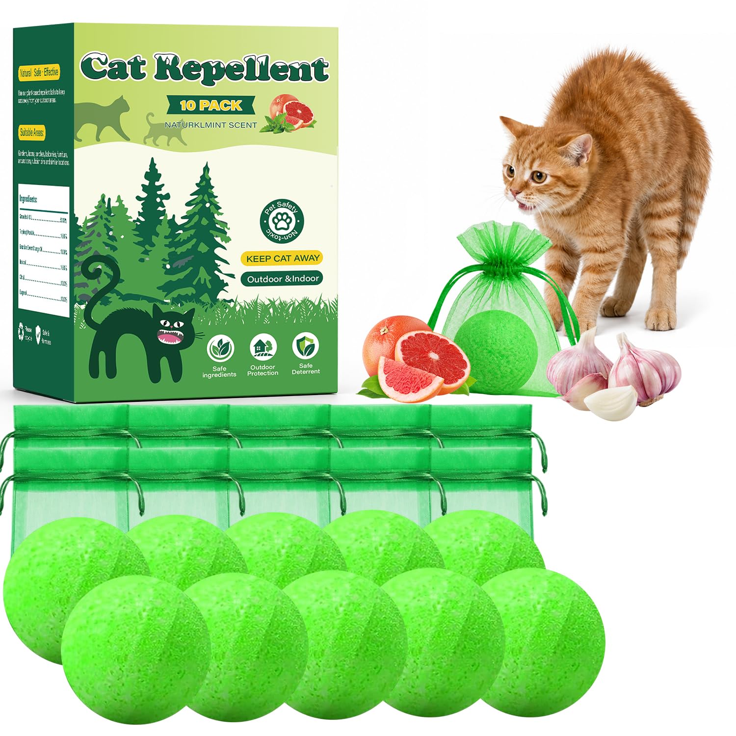 Mucyeek 10-Pack Cat Repellent Balls