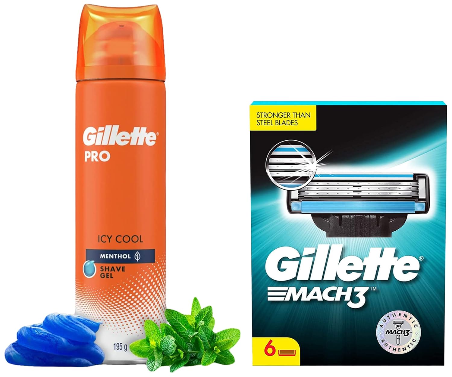 Gillette Mach 3 Shaving Blades Pack of 6 (Cartridges) & Gillette PRO