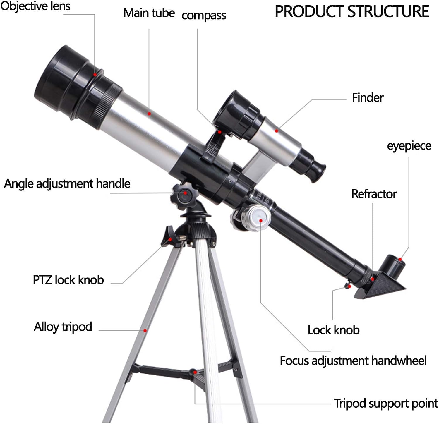 Telescope for Astronomy 50mm HD Refractor Telescope Beginners and Kids with Adjustable Tripod and Finder Scope Perfect for Children Educational and Gift