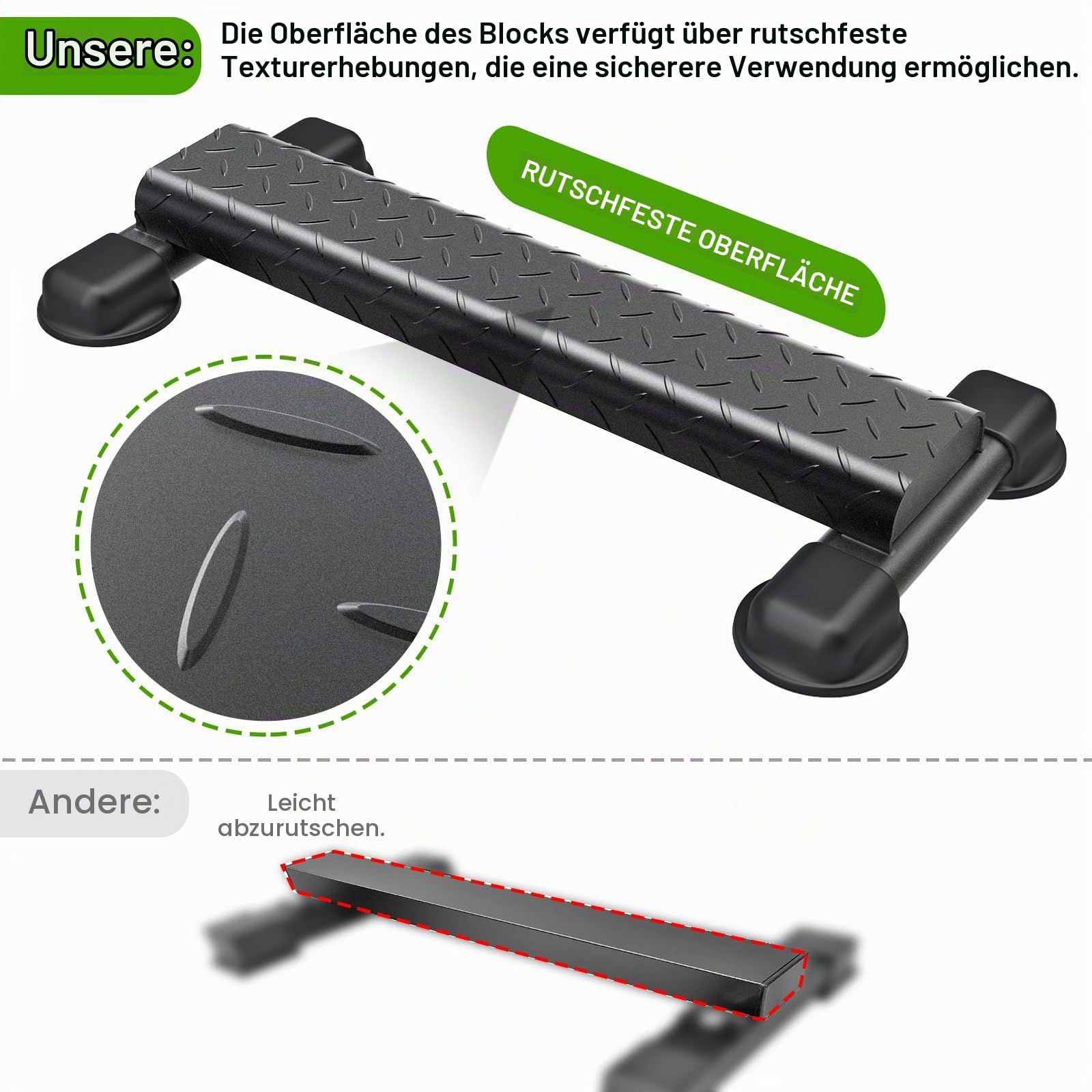 Wadenhebestange aus Stahl, vielseitige stehende Wadenhebemaschine, breiter, Rutschfester massiver Wadenblock, abgerundetes Kanten-Design, perfekt für Wadendehnung, Kniebeugen, Fußdehnung