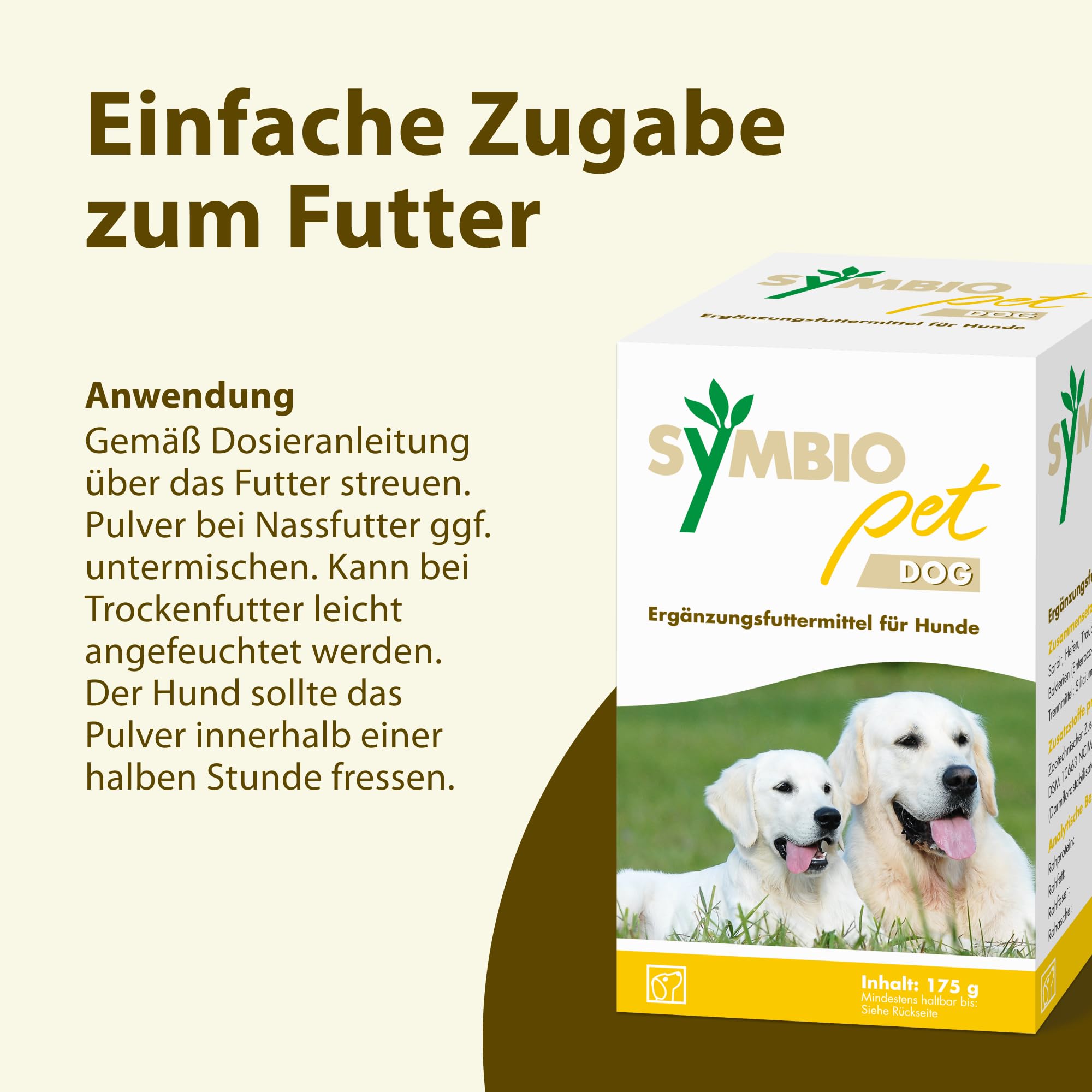 SymbioPet Dog - Probiotika für den Hund - Ergänzungsfuttermittel zur Pflege einer gesunden Darmflora - für Hunde jeden Alters - 175 g Pulver