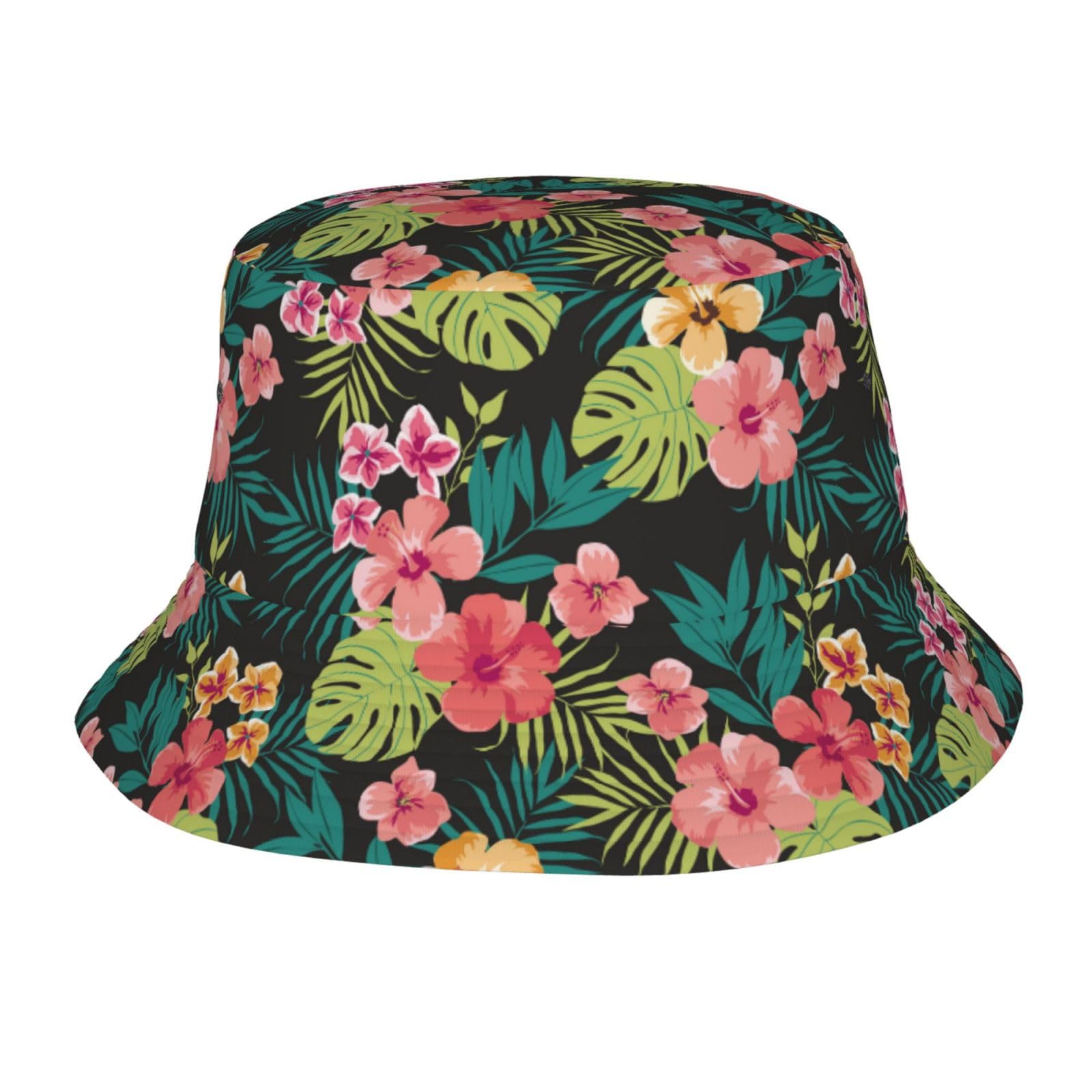 AIMASTZ Tropical Flower Bucket Hat Unisex Outdoor Summer Beach Sun Hat Packable Fisherman Cap
