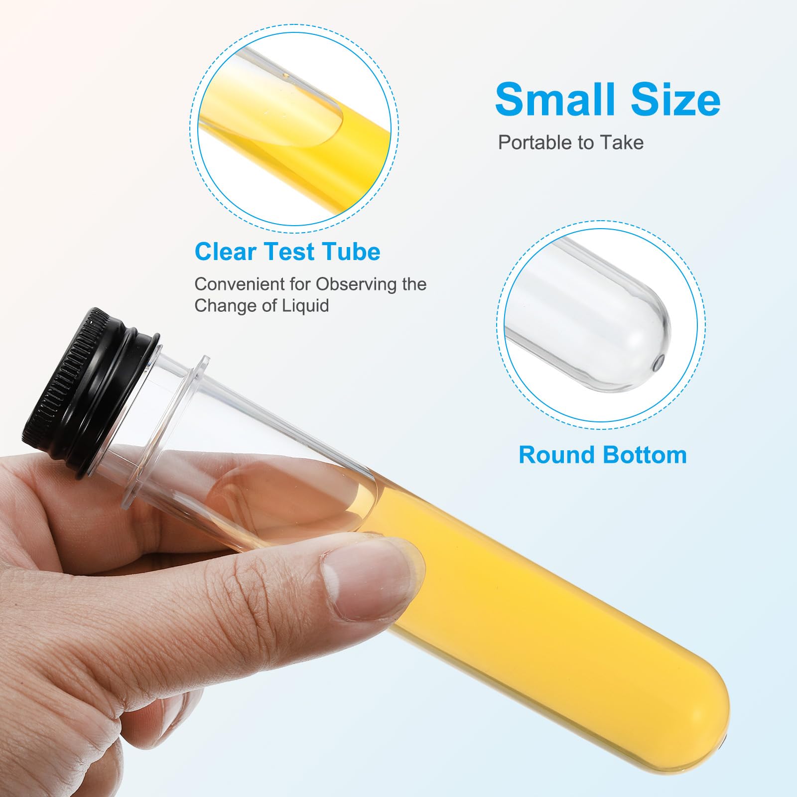 PATIKIL Tubos de Ensayo de 40 ml, 60 Unidades, 5.51x0.98" Contenedores Redondos de Plástico Transparente con Tapas para Almacenamiento de Cuentas, Dulces, Sales de Baño, Negro