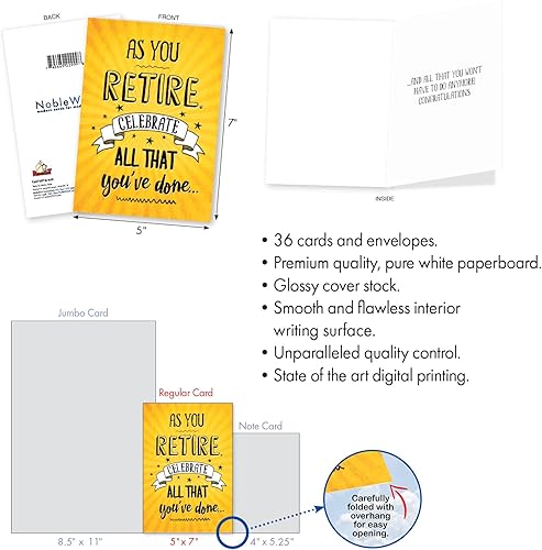 Miniatura 2 de NobleWorks Juego de 36 tarjetas de felicitación de jubilación histérica con sobres de 5 x 7 pulgadas (36 diseños, 1 cada uno) Rollicking Retirees