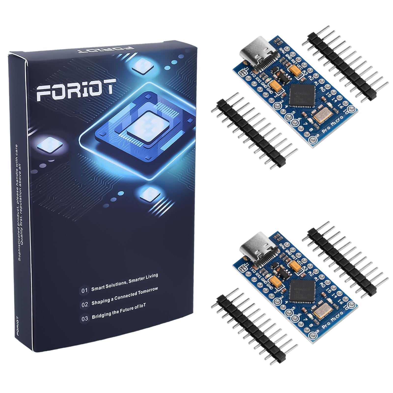 FORIOT 2個 Pro Micro 開発ボード モジュール Type-C インターフェース At-mega32U4 マイクロコントローラ モジュール 5V 16MHz ピン付き - 2