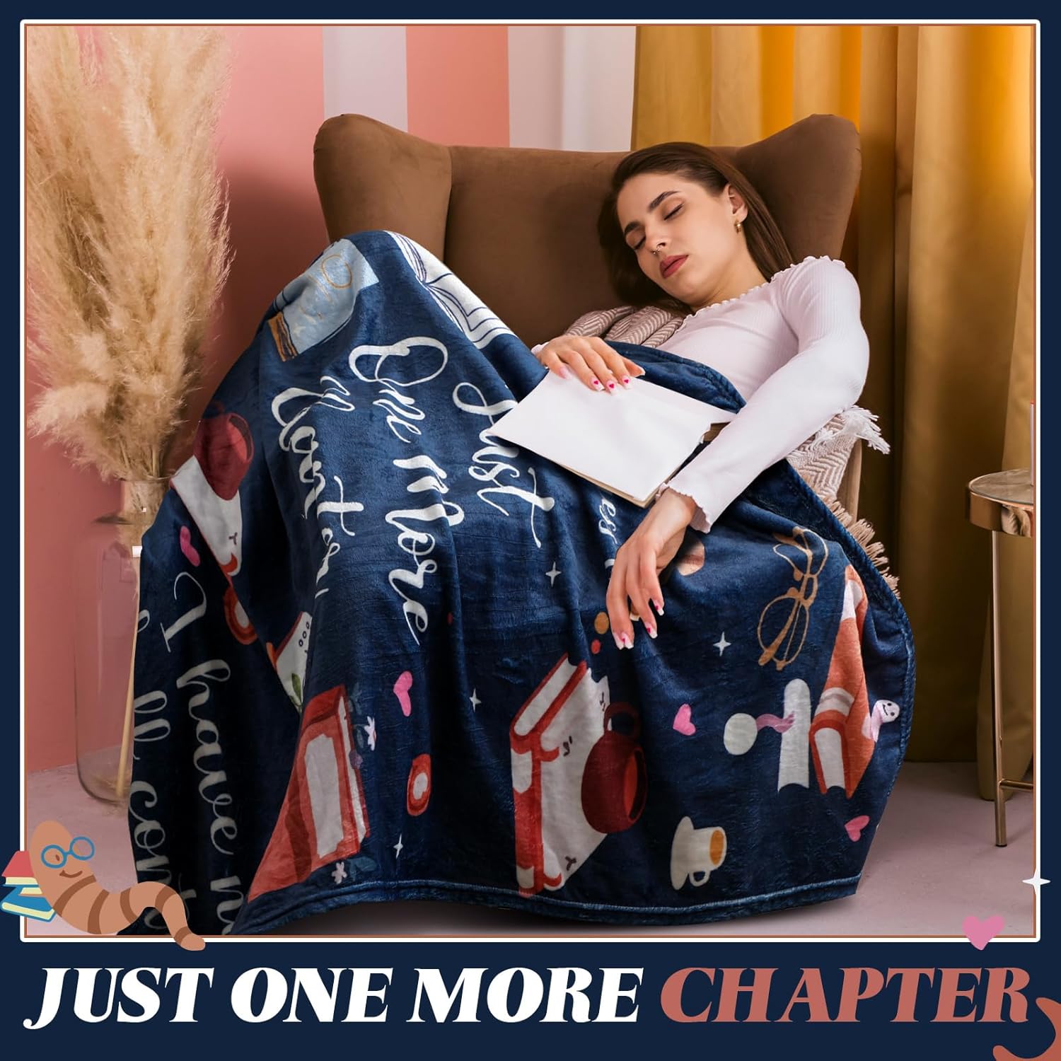 Breling Book Lovers Gifts 50 x 60 Inch Blanket Librarian Reading Throw Blanket Book Lover Club Gifts for Reading Bookish Librarian Birthday Gift - Image 6