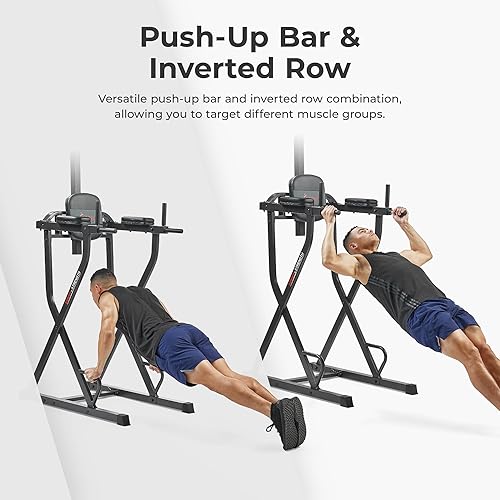Miniatura 5 de Sunny Health & Fitness Power Tower, Dip Bar, Push-Up & Pull Up Assisting Parallette Station w Optional Rock Climbing Grip Trainer