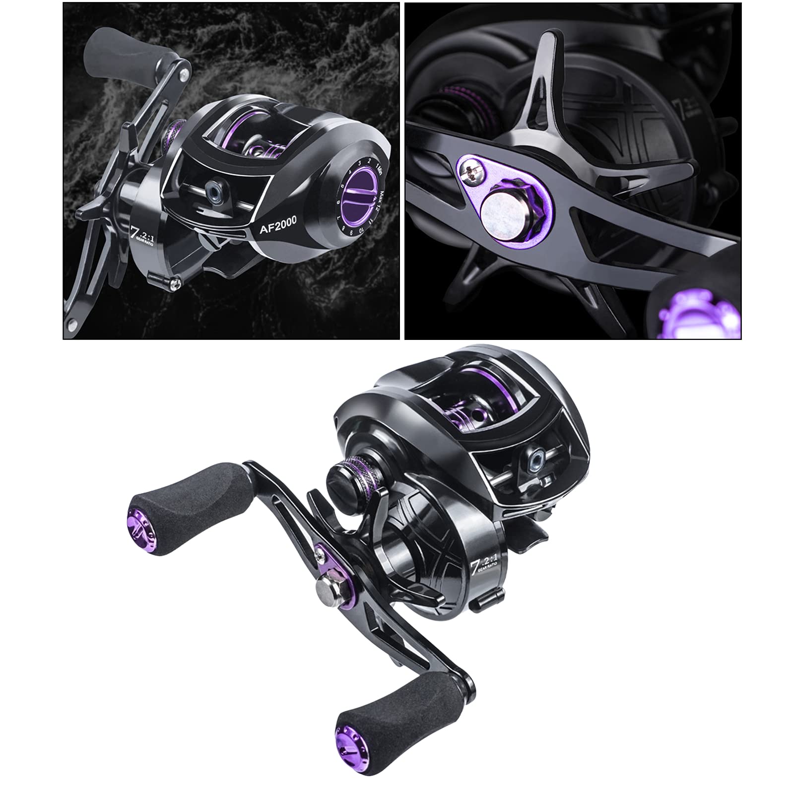 F Fityle Carrete de Pesca, Baitcaster - Sistema de Sin Costuras, Relación de Transmisión 7.2: 1, Rodamientos de de Material Acero - Zurdo
