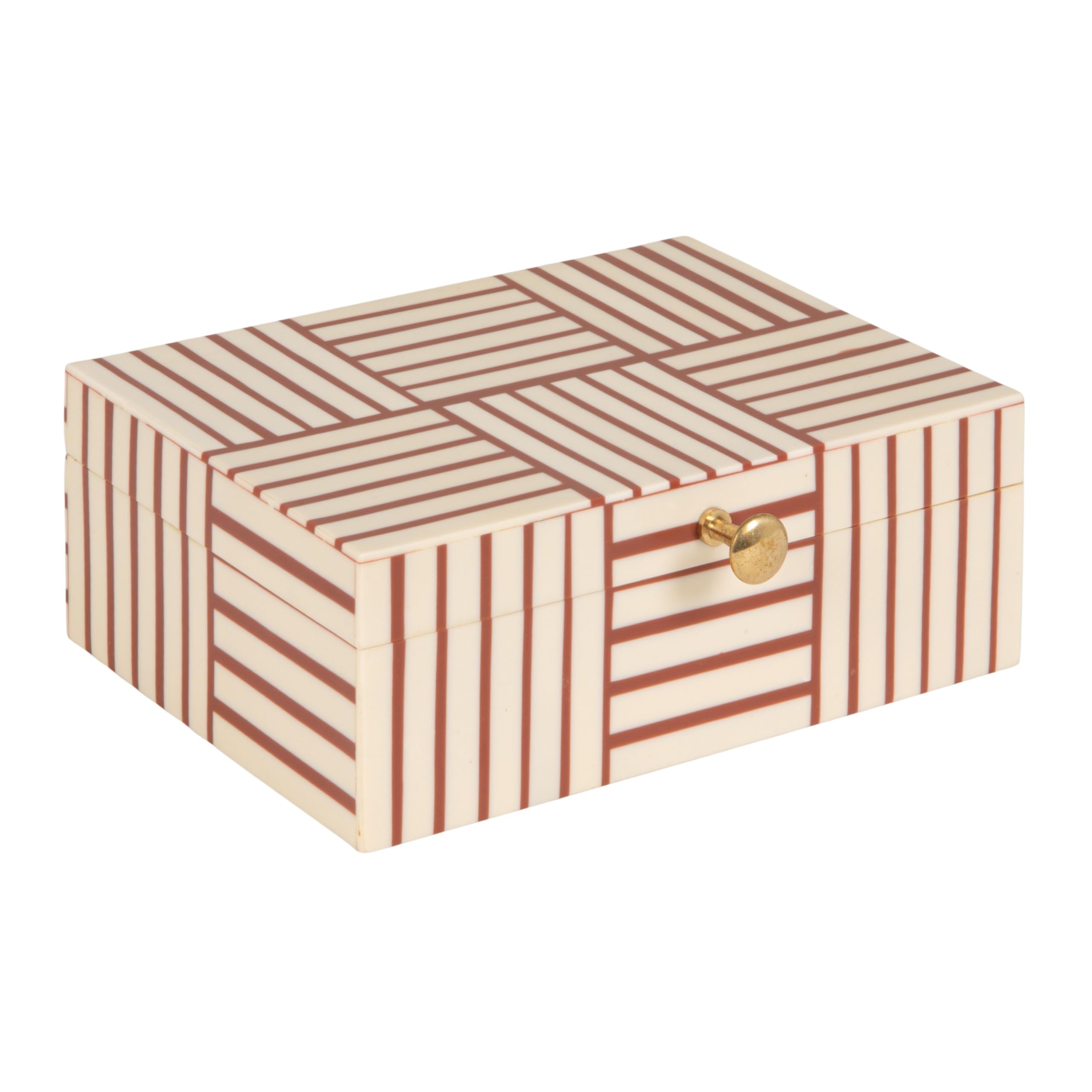 Boîte de rangement Bloomingville en résine au design rayé graphique et finitions soignées