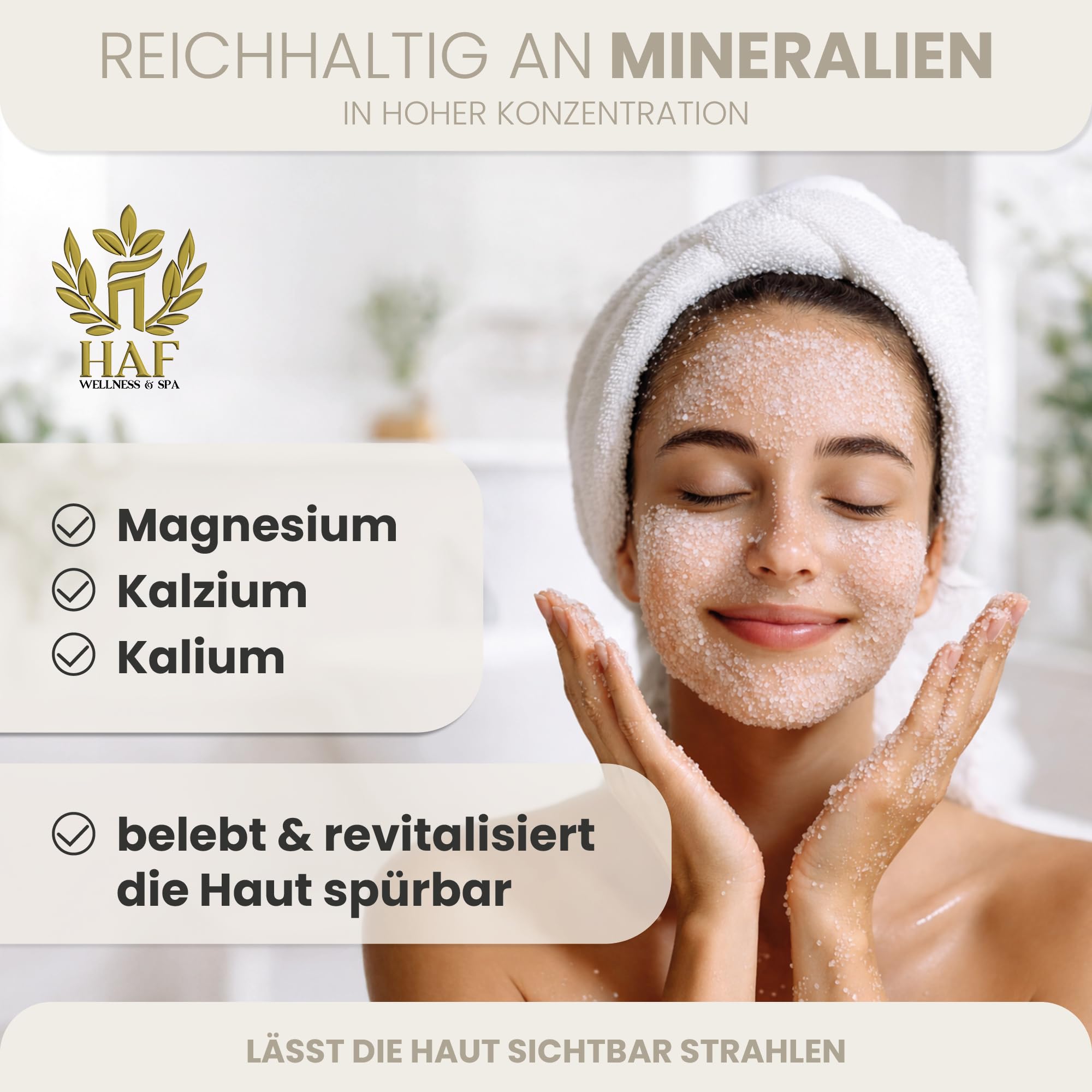 HAF Sale esfoliante del Mar Morto (secchiello da 2 x 5 kg) - Scrub per il corpo naturale dalla Giordania. Per pelle secca e viso in sauna, doccia o bagno di vapore, vegano e senza additivi
