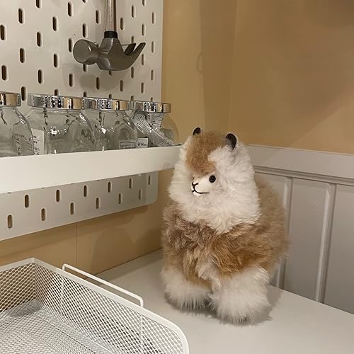 Miniatura 5 de Animal de peluche de llama - Juguete de alpaca súper suave y esponjoso (9 pulgadas, mezcla beige) - Animales de peluche y peluches hechos a mano -