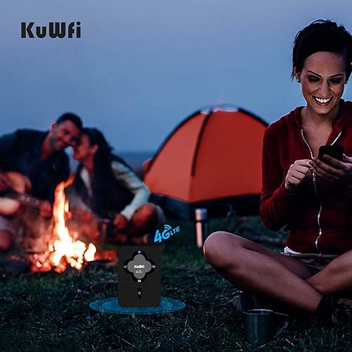 Miniatura 3 de Hotspot WiFi portátil para viajes, KuWFi 4G LTE Mobile WiFi Hotspot desbloqueado, dispositivo enrutador Wi-Fi con ranura para tarjeta SIM, soporte