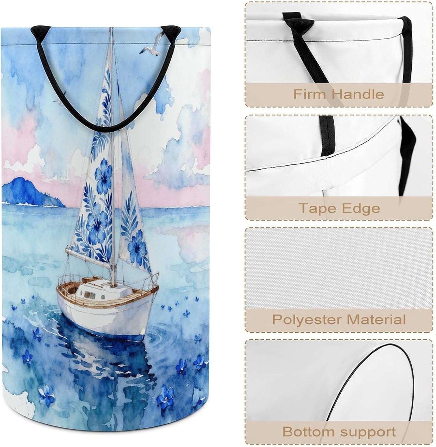 Dream of The Sea Laundry Hamper Portable Lightweight Clothes Hampers Fashion Dirty Laundry Storage Basket Large Capacity Foldable Clothes Baskets for Bathroom Bedroom