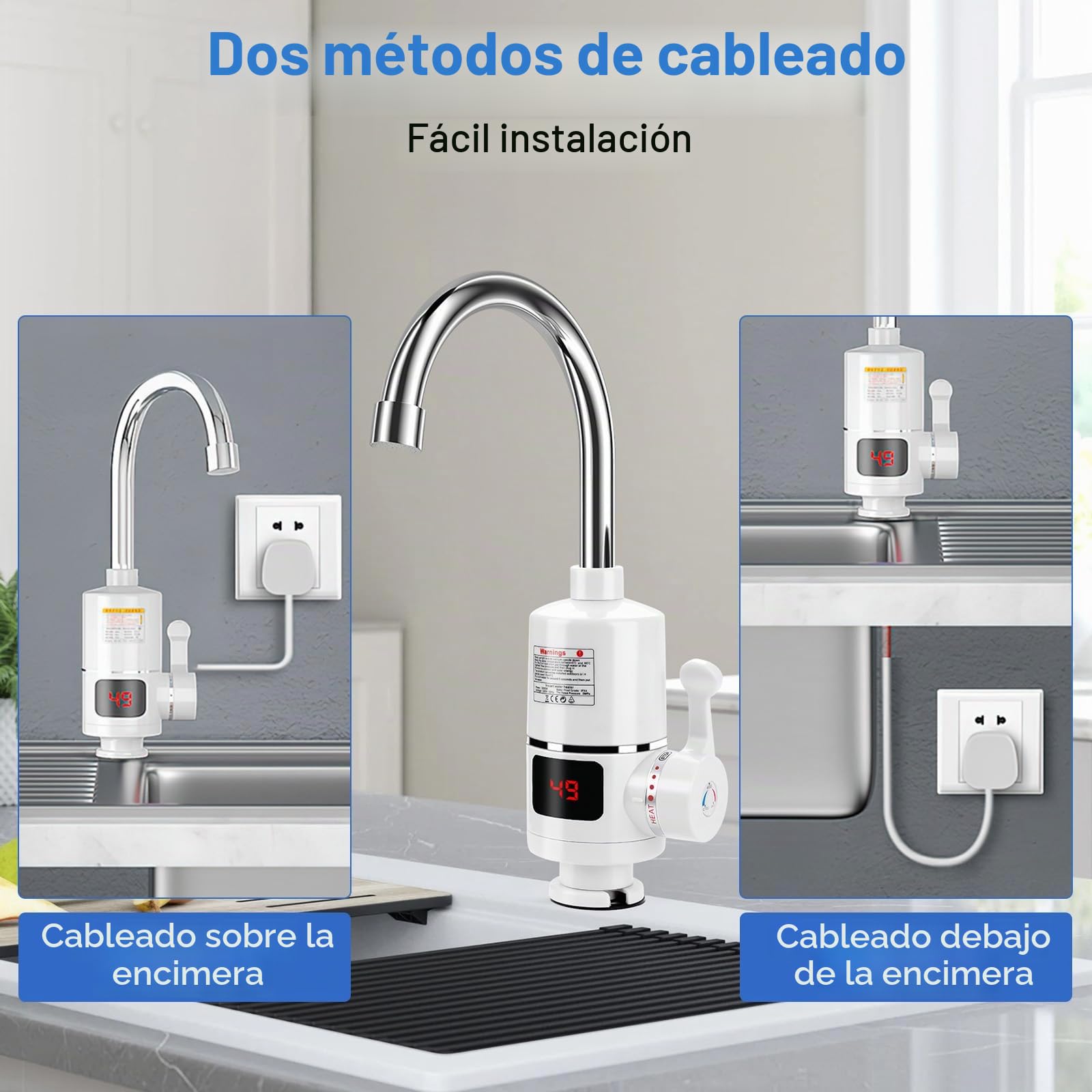 Grifo eléctrico con calentador de agua, 220 V, 3000 W, grifo de agua caliente, grifo de cocina para cocina, jardín, baño, caravana, camping