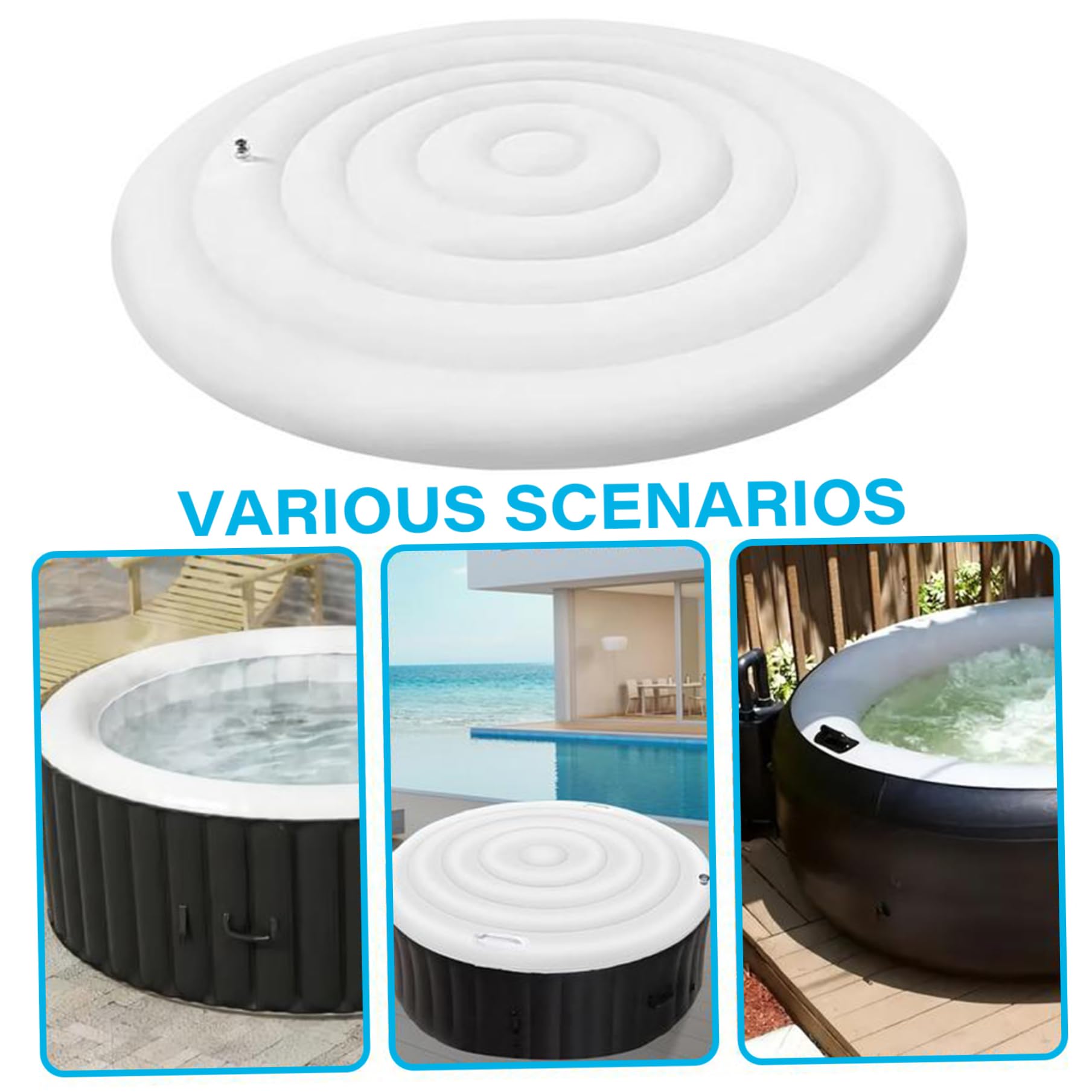 150cm Ronde Opblaasbare Hot Tub Cover - Winddicht, Regendicht En Geïsoleerd Spa Deksel