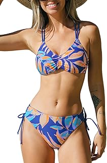 Women's 2 Piece Bikini Set Back Braided Straps with Reversible Bottom