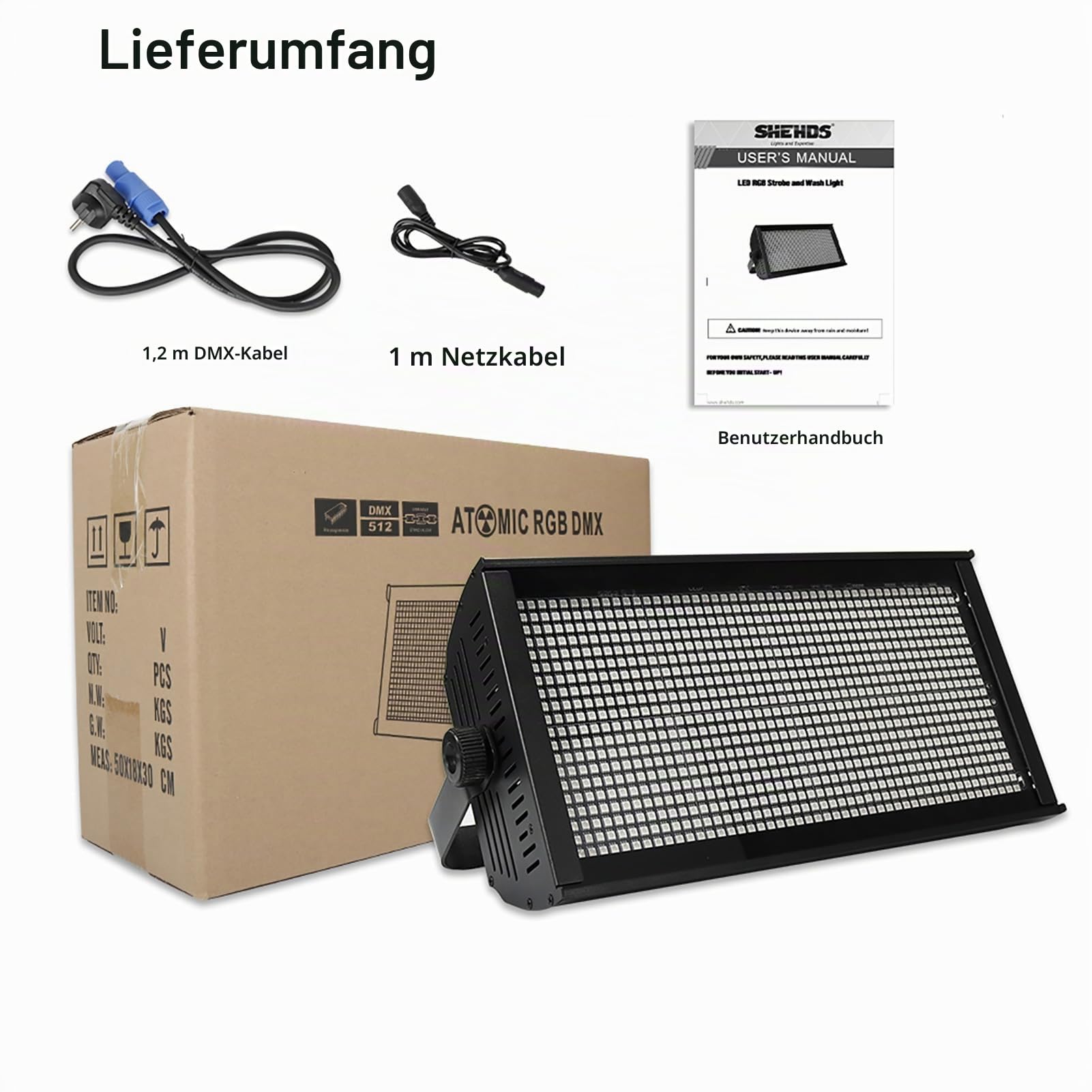 SHEHDS Stage Strobe Light Wash LED 200W RGB Festzelt (8 Segmente) Uplights DMX512 Metallgehäuse DJ Licht