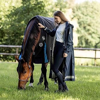 Amazon.com: HORZE Hazel Long Raincoat - Dark Navy - 10 : Clothing
