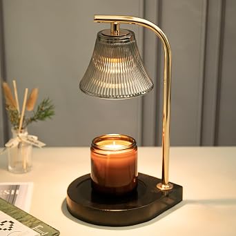 Yuichoy Candle Warmer Lamp with Timer, Dimmable Electric Candle Lamp Warmer for Jar Candle, Glass Candle Melter Lamp for Scented Candle, Black