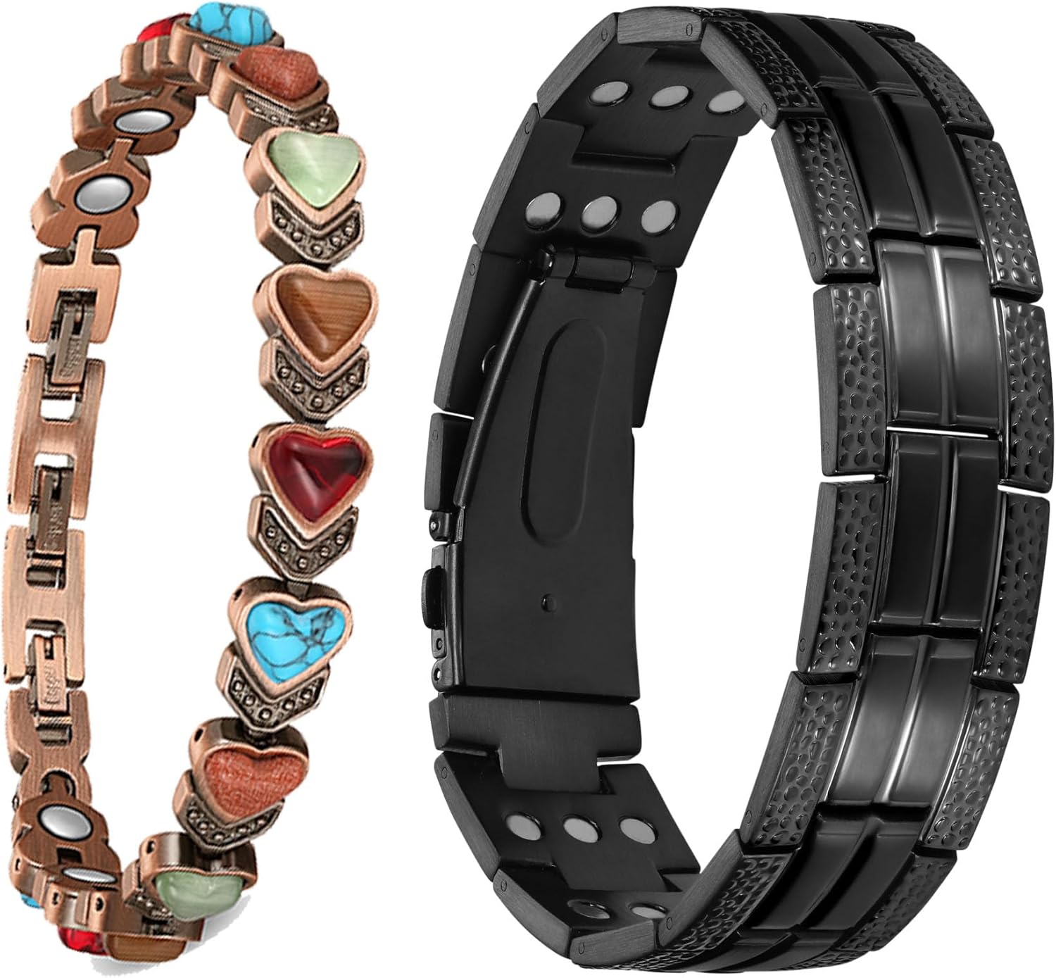 Feraco 3X Strength Magnetic Therapy Bracelets for Men, Titanium Steel Bracelets with 3800 Gauss Neodymium Magnets