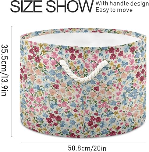Miniatura 2 de Purse Trendy Floral Pink Flower storage basket collapsible and waterproof cloth baskets circle with sturdy handle rack utility Decoration for pantry