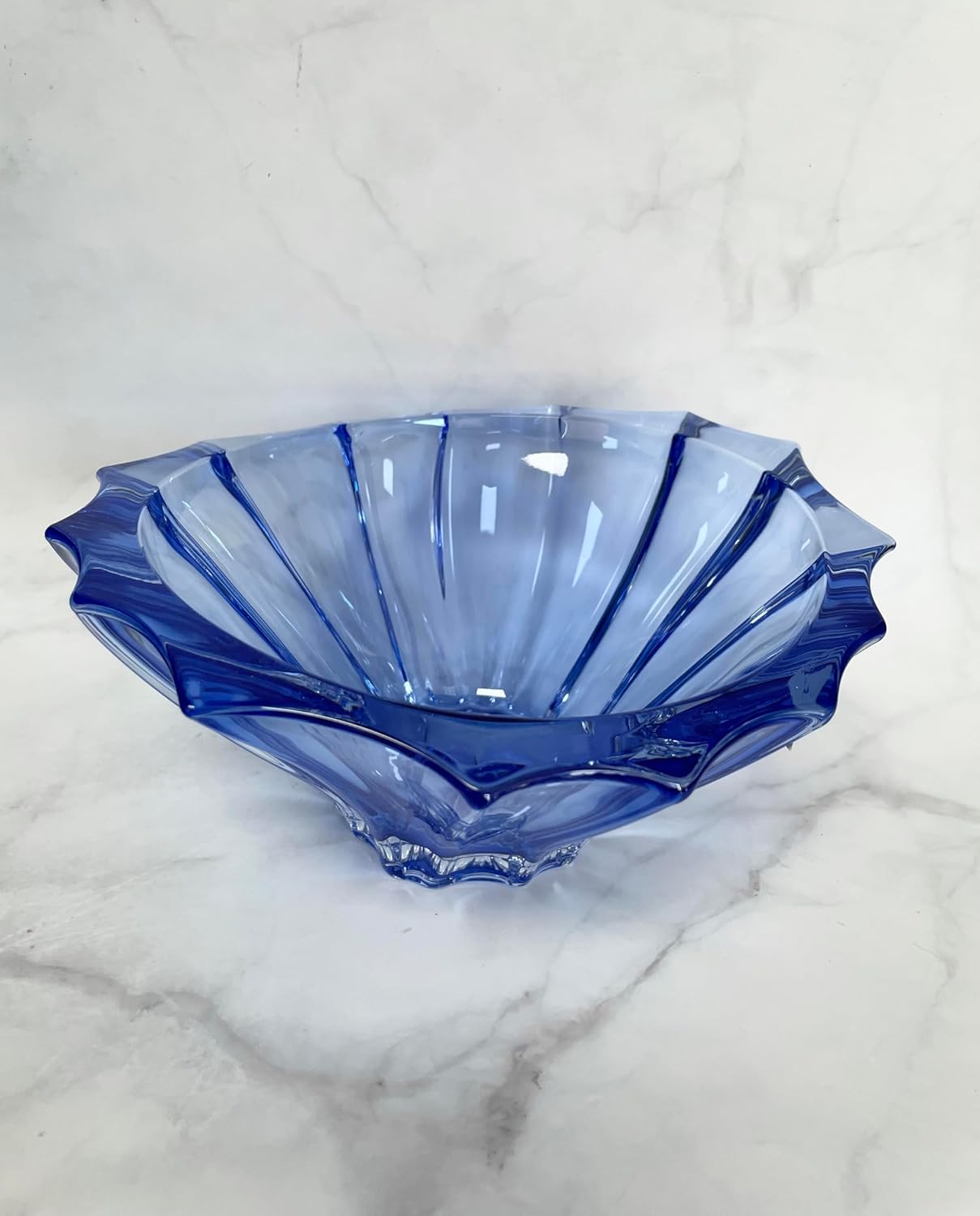 Treasury Bowl Vase 7 inch,Crystal Glass Desert Dish ,Home Decor, Centerpiece Blue Fruits Bowl,Bohemia Czech Crystal Glass, Wedding Gift