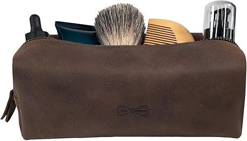 Miniatura 3 de Hide & Groom, Neceser para padrinos de boda, mejores hombres, solteros, ceremonias de boda, kit de afeitado, bolsa de baño, cuero de grano completo,