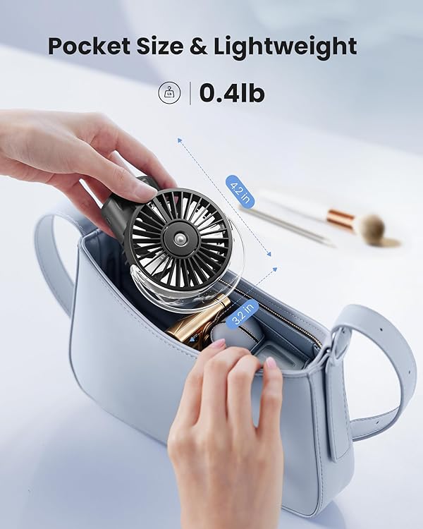 Gaiatop Portable Misting Fan, 180° Foldable Handheld, 3 Speeds USB Rechargeable, Spray Water Mist with LED Digital Display, Personal Cooling Mini Hand Fans for Travel, Hiking, Concert, Outdoor, Black by Gaiatop - Image 2