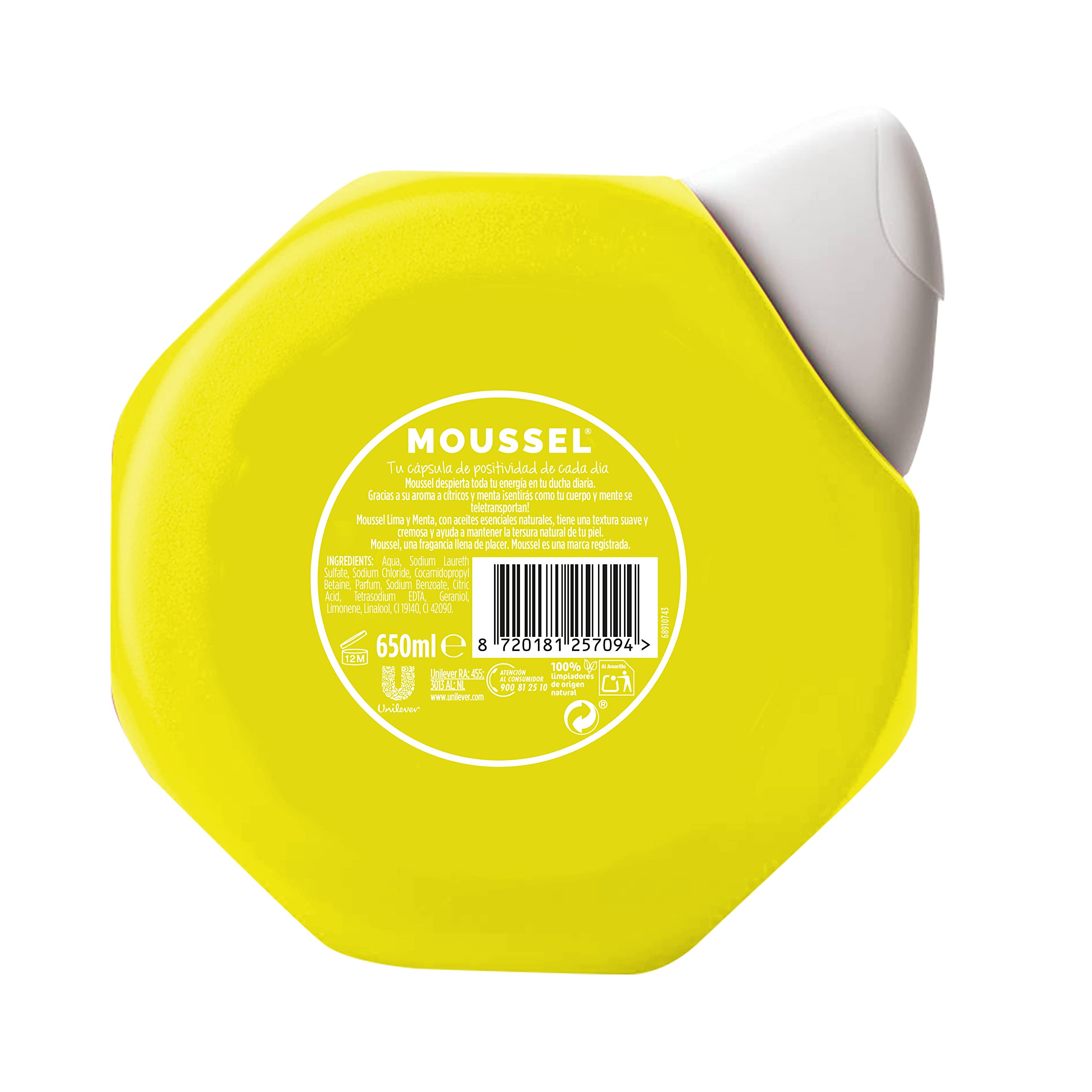 Moussel Gel de Ducha Revitalizante, con Lima y Menta, 650 ml
