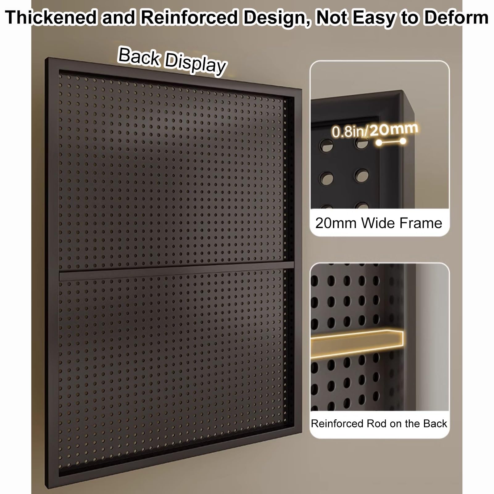 Tablero Perforado Escritorio con 20 Piezas de Ganchos Panel Herramientas Pegboard Organizador Herramientas Pared Estanterias Almacenaje Pared(120x40cm/47x16in)