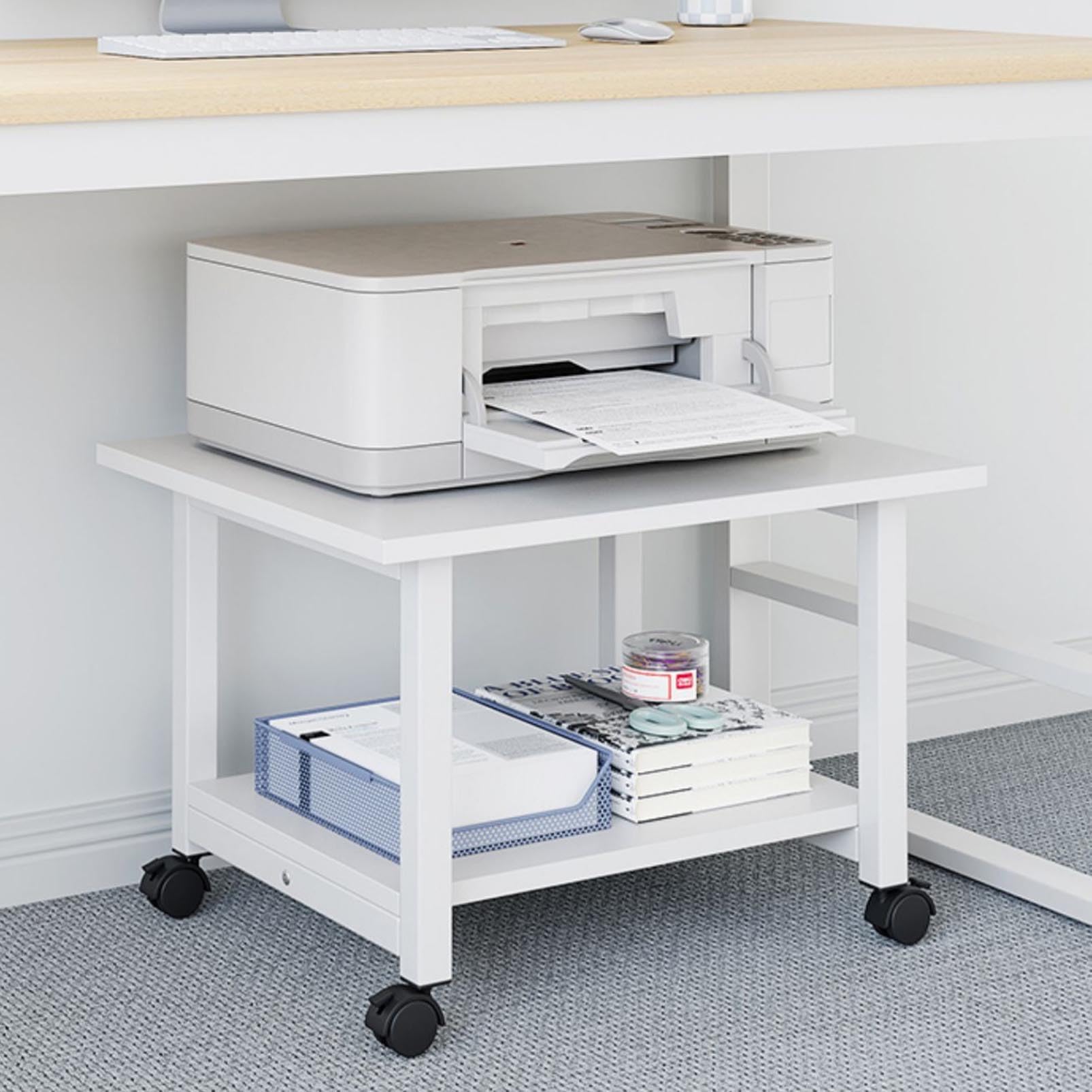 Carrito de soporte para impresora láser con ruedas, estante multiusos resistente, para copiadora, estante de microondas, soporte para trituradora y estante organizador de papel, carrito de