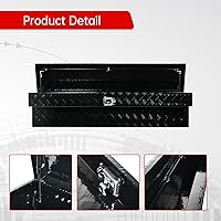 Vista 4 de 60"X8"X14" Inch Black Aluminum Side Mount Truck Tool Box Pickup RV Trailer Truck Bed Toolbox Storage Organizer W/Side Handle, Lock & Keys