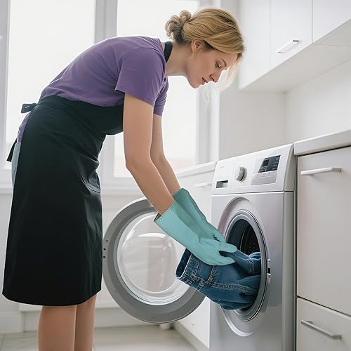 Miniatura 6 de Bamllum 4 pares de guantes de lavado de platos, guantes de goma reutilizables para cocina, baño y hogar, duraderos y flexibles, diseño