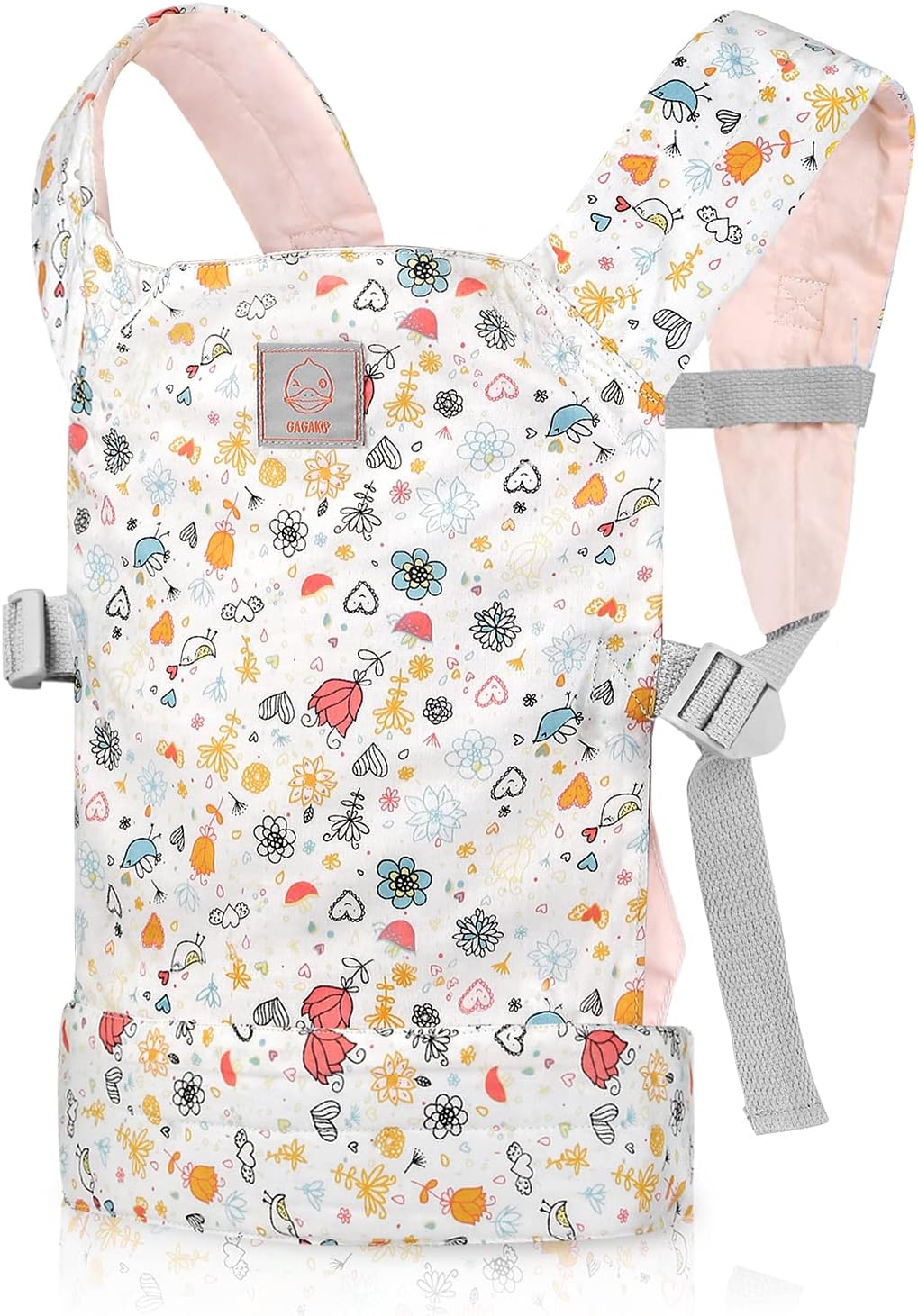 GAGAKU Doll Carrier Front and Back Soft Cotton Stuffed Animal Carriers for Baby, Rose Garden
