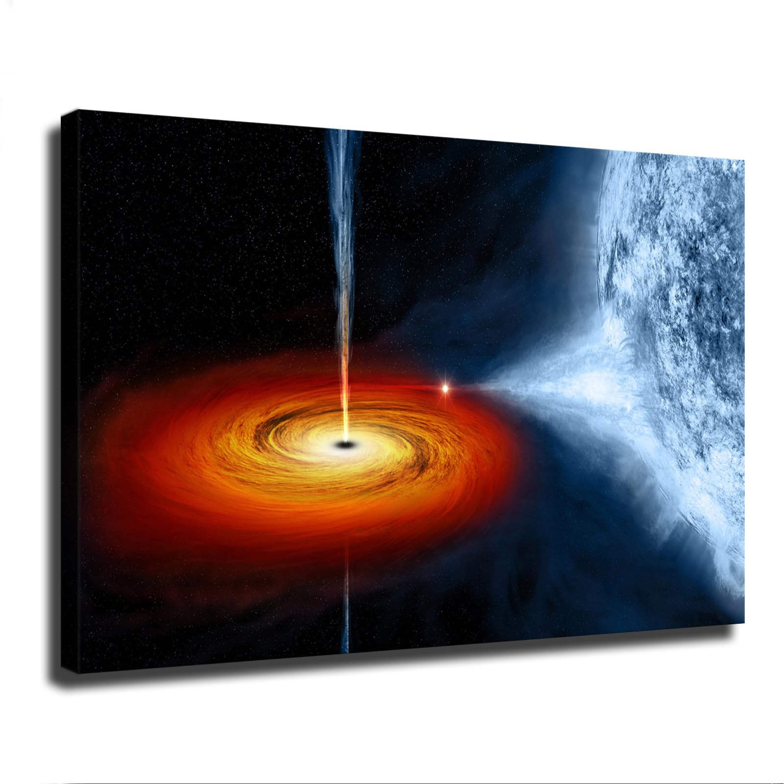 LJYYR Black Hole Space Art Painting Canvas Poster Wall Decor for Living Room Bedroom (24x36inch,Framed)