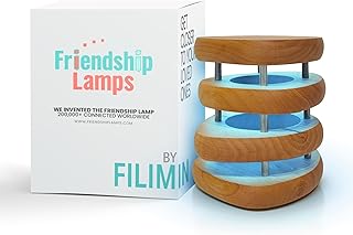 Friendship Lamps Mid-Century Knotty Alder Wood Design Handmade in USA Wi-Fi Touch Lamp LED Light for Long-Distance, Connection, Relationship, Friendship, Gift, Over 200 Colors Single