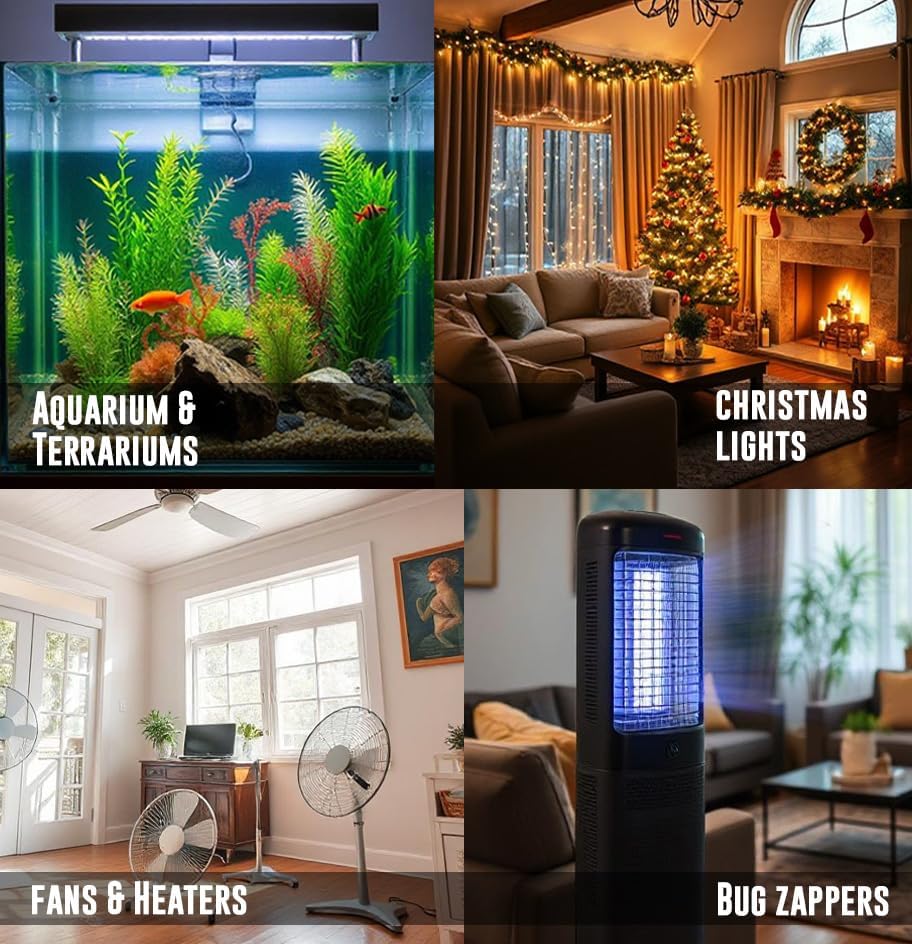 Dual Outlet 24 Hour 120V Mechanical Plug-in Timer Grounded, Wall Plug 3-Prong Outlet with On/Off Switch. Timer for Fans, Christmas Lights, Aquarium, Pins up and Down Program120-Volt