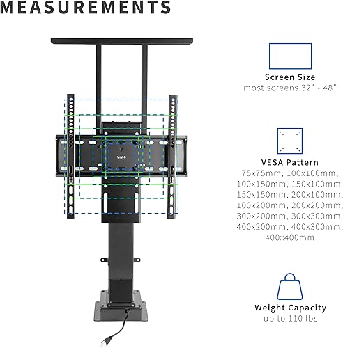 Miniatura 29 de VIVO Soporte de TV motorizado para pantallas de 32 a 65 pulgadas, soporte de elevación vertical con control remoto, soporte de montaje compacto
