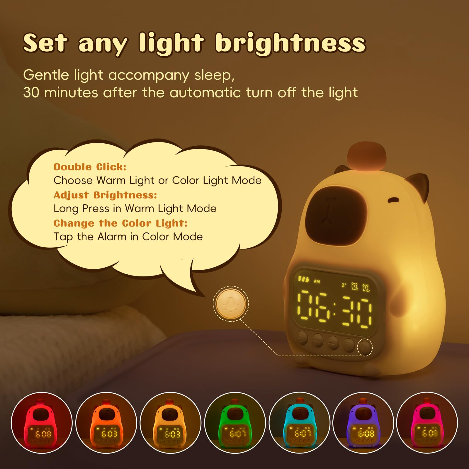 Orologio digitale per bambini – Sveglia Capybara, sveglia sveglia sveglia regolabile lampada notturna decorazione per la casa, camera da letto dei