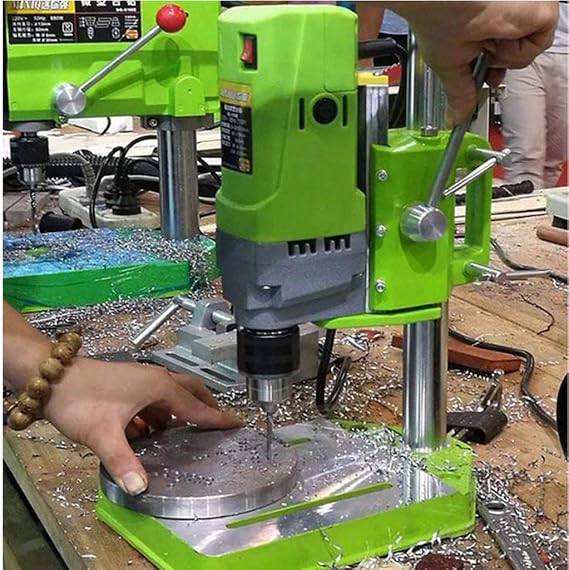 Bench Drill Stand 710W Mini Electric Bench Drilling Machine Drill Chuck 1-13mm, 6-Speed Mini Drill Press Machine with Cast Iron Base, 0-2800RPM, for DIY, Woodworking, Metal, Jewelry Making