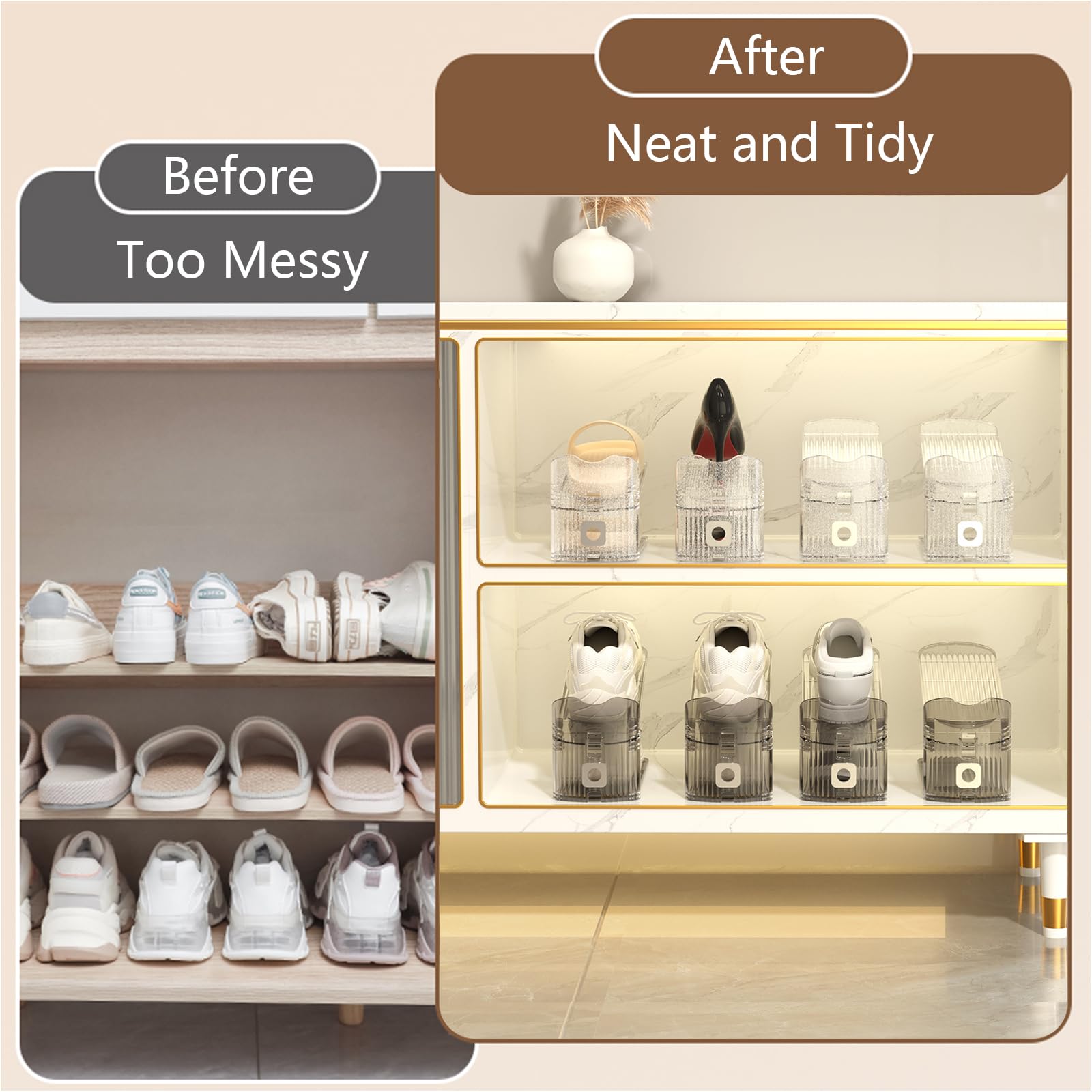 Shoe Risers For Closet Shelf MOVDEET Shoe Slots Organizer,12 Pack