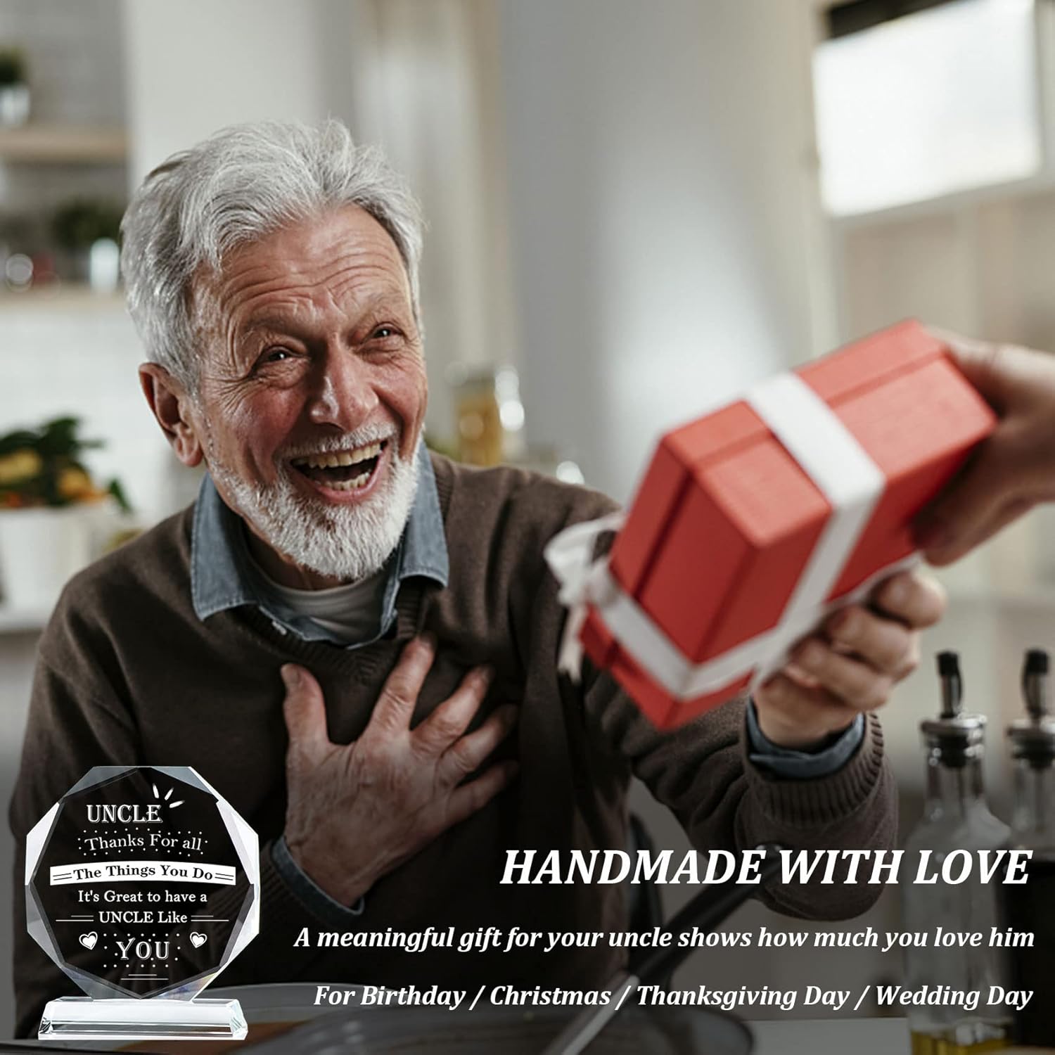 Movdyka Best Uncle Gifts from Niece or Nephew, Glass Keepsake Birthday or Fathers Day Gift for Uncle Who Has Everything - Image 7