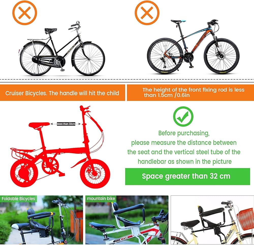 Seggiolino Anteriore Per Bici Bambini - Lega Alluminio, Pelle, Rimovibile Per Mountain Bike