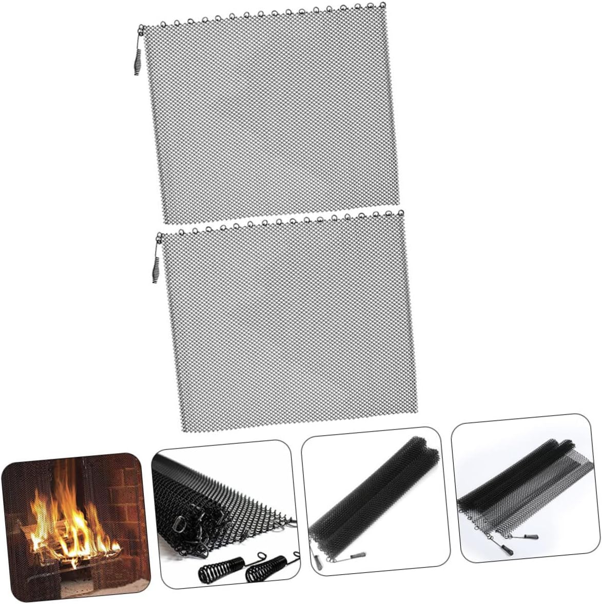 2pcs Iron Fireplace Mesh Screens Mesh Panel with Handles Adjustable Size for Indoor/Outdoor Use Fireplace Accessory for Safety and Style