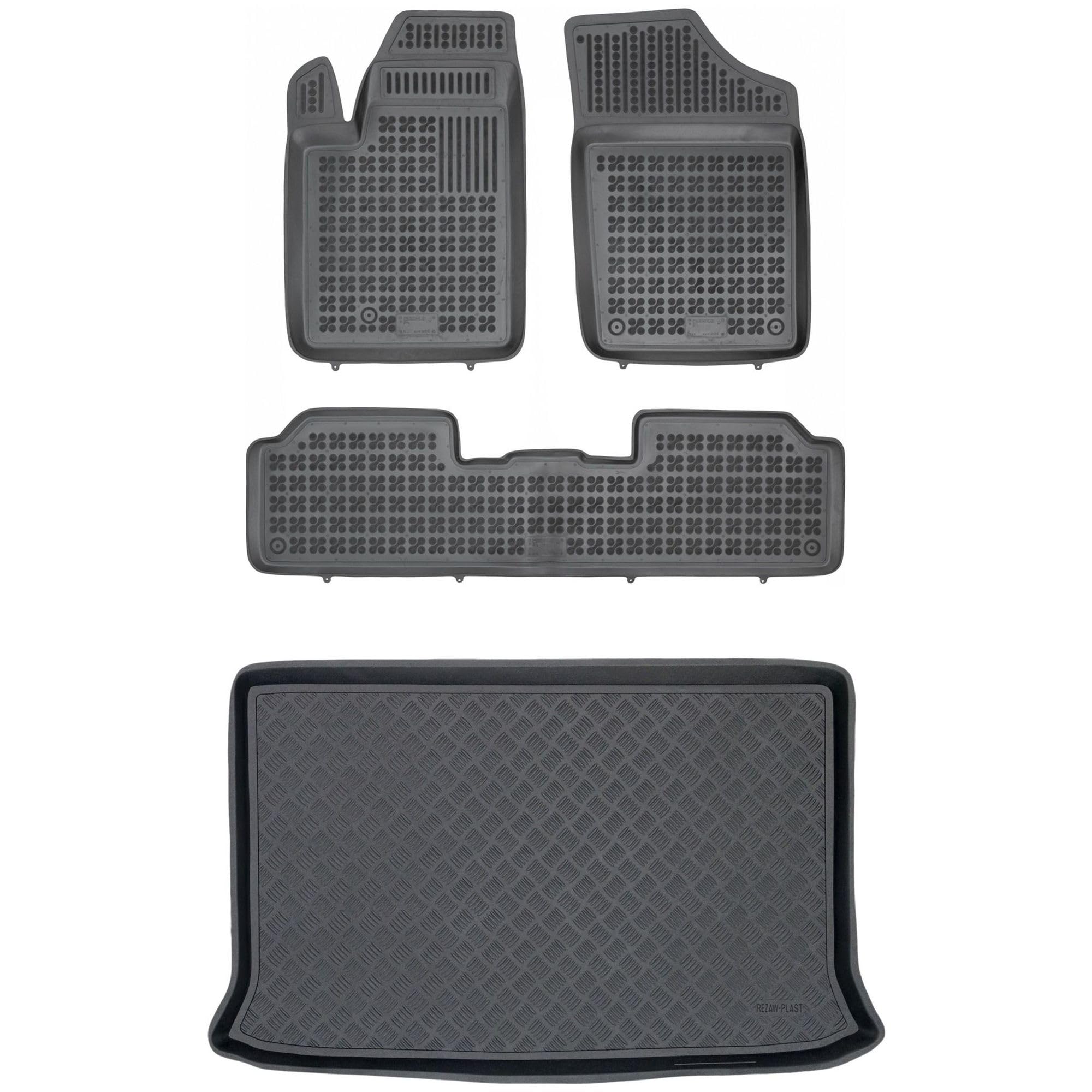 MOTOS Juego de alfombrillas de goma para coche y alfombrilla de PE para maletero adecuado para Peugeot Partner I 1997-2010 Mejora la comodidad de tus viajes con la alfombrilla antideslizante para coch