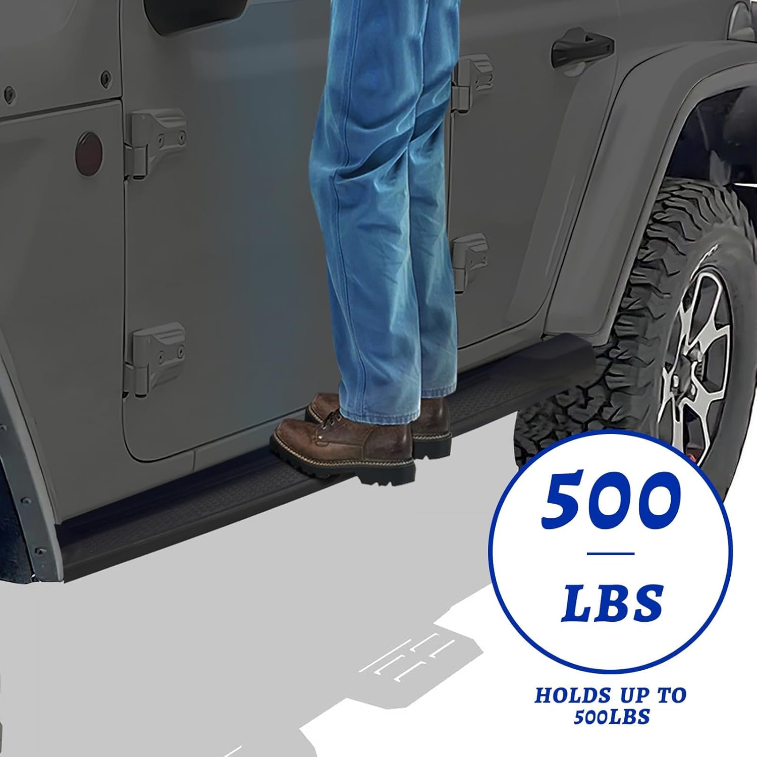 7" Running Boards for 2018-2025 Jeep Wrangler JL 4 Doors - Side Steps, Nerf Bars for Truck