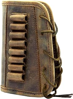 Leather Gun Buttstock Cheek Rest pad with Rifle Shell Holder Ammo Cartridge 30-06,30-30,223 .308 - HERTE